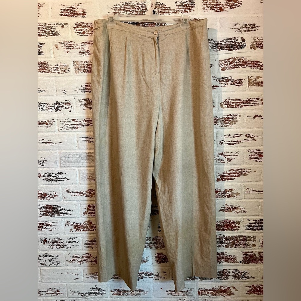 Women’s Linen Blend Lined Dress Pants Size 20 Career Vintage Corpcore